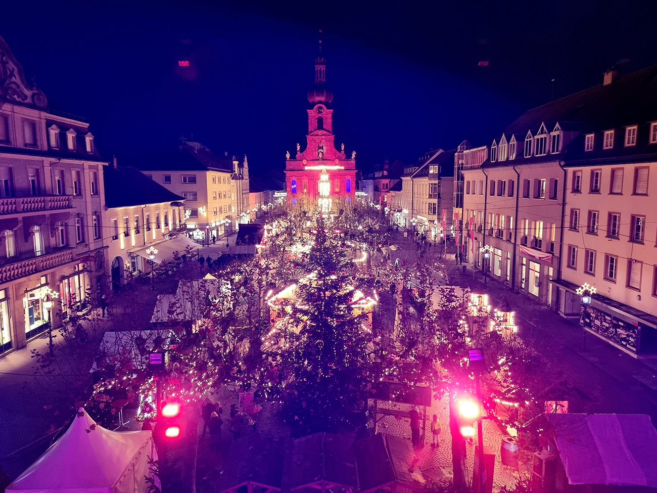 View of the Christmas market from the balcony of the town hall