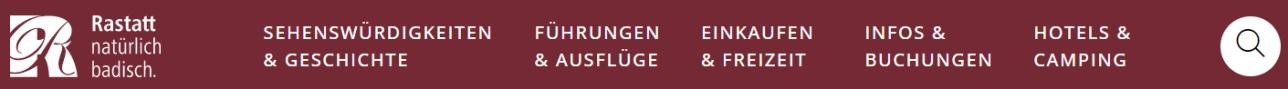 Navigationsleiste mit Logo, Seitenbereiche und Suchlupe